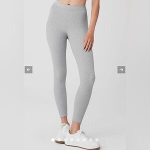 Alo Yoga Ribbed High-Waist 7/8 Blissful Legging Athletic Heather Grey X-Small